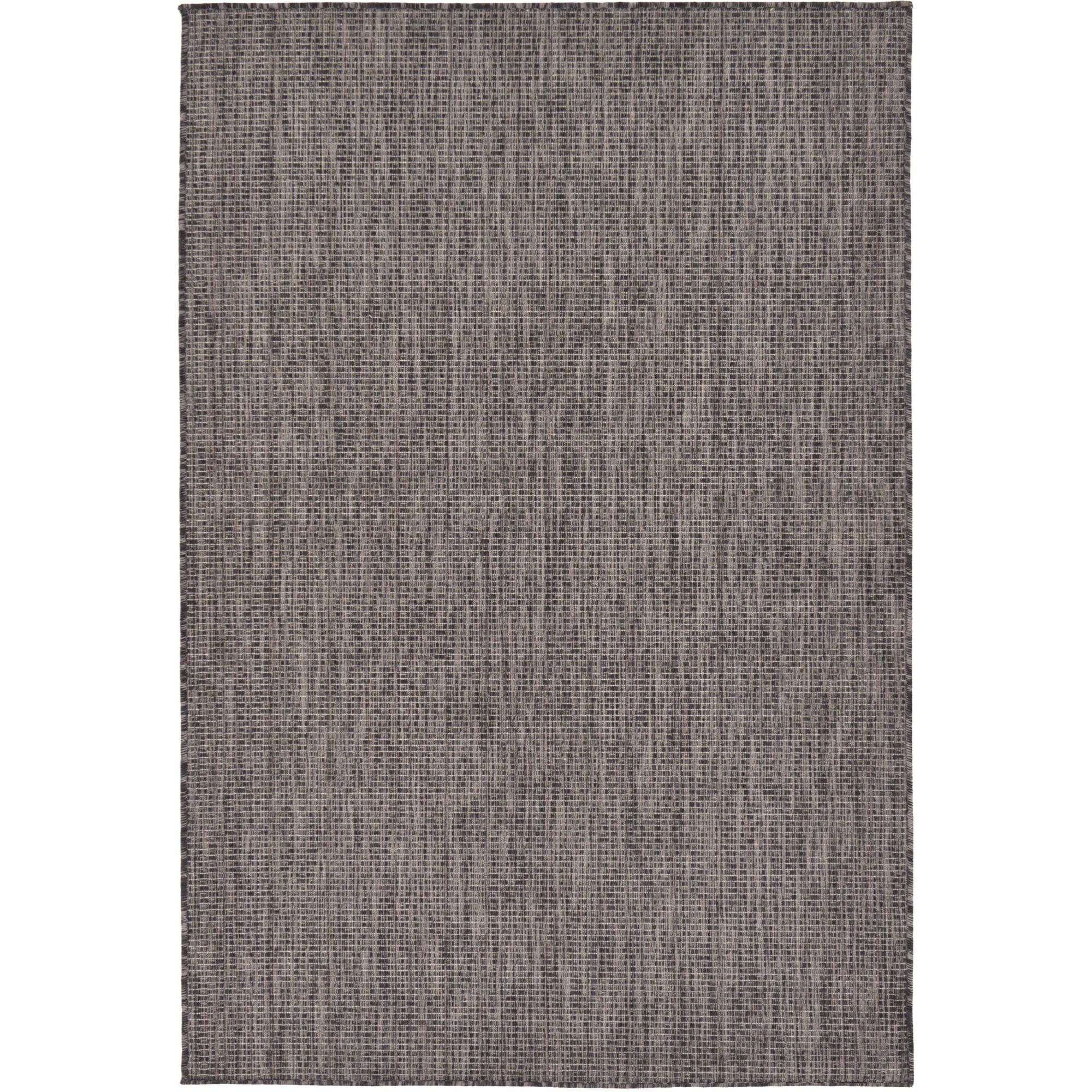4' x 6' Black Synthetic Outdoor Area Rug: Flat Woven, Washable, Reversible