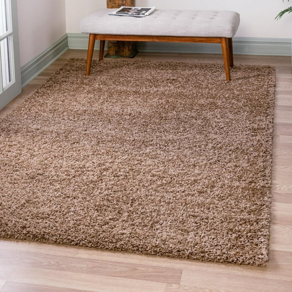 Unique Loom Solid Shag Collection Area Rug (2' x 3' 1" Rectangle Sandy Brown)