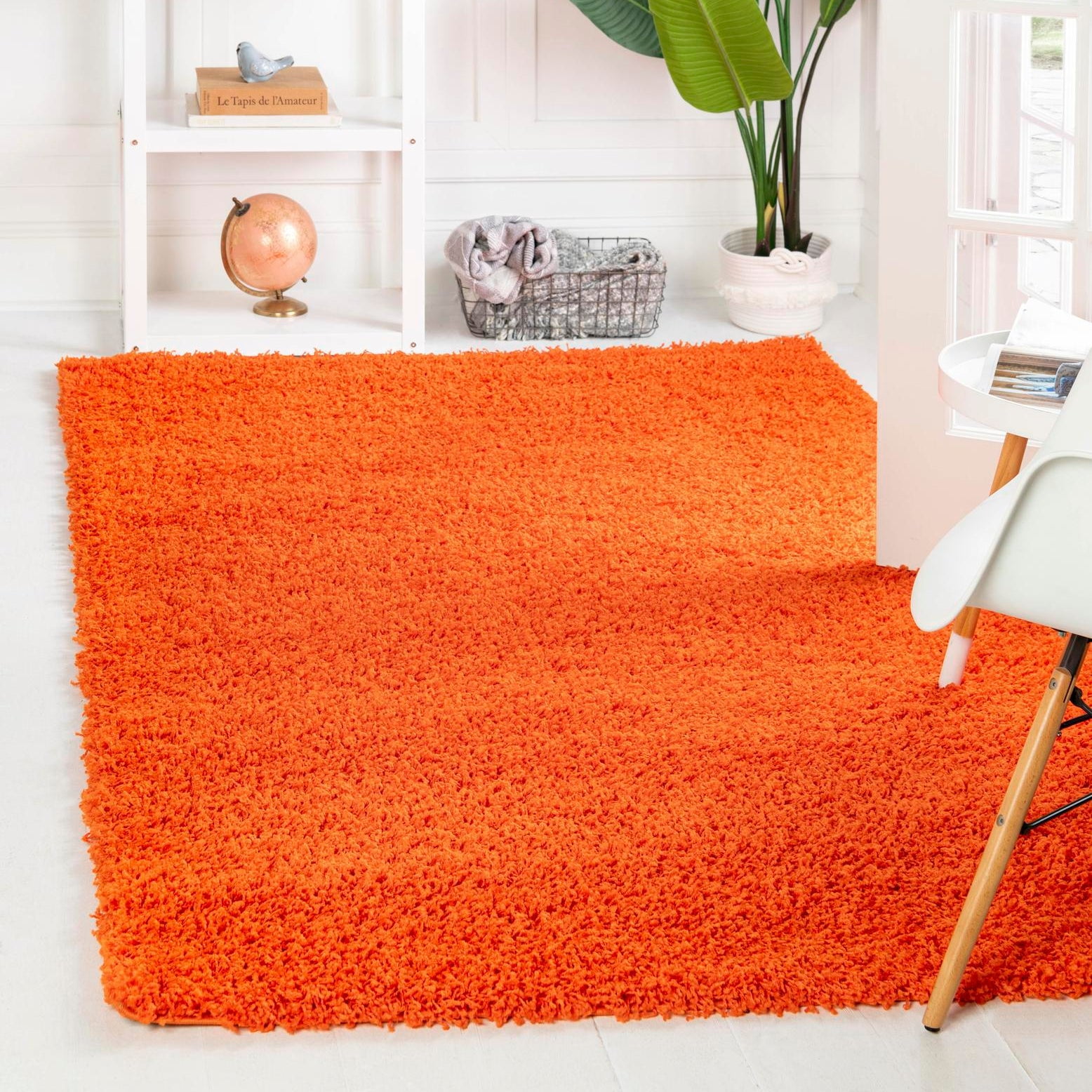 Tiger Orange Rectangular Synthetic Shag Area Rug 2'2" x 3'1"