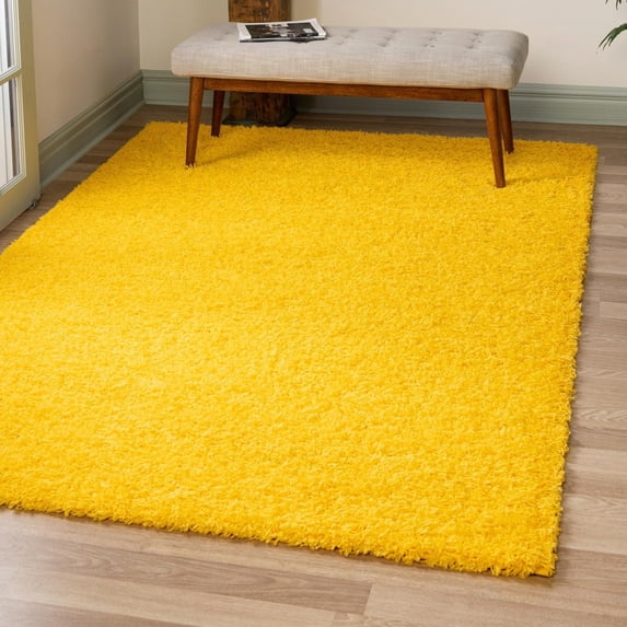 Unique Loom Solid Shag Collection Area Rug (2' x 3' 1" Rectangle Tuscan Sun Yellow)