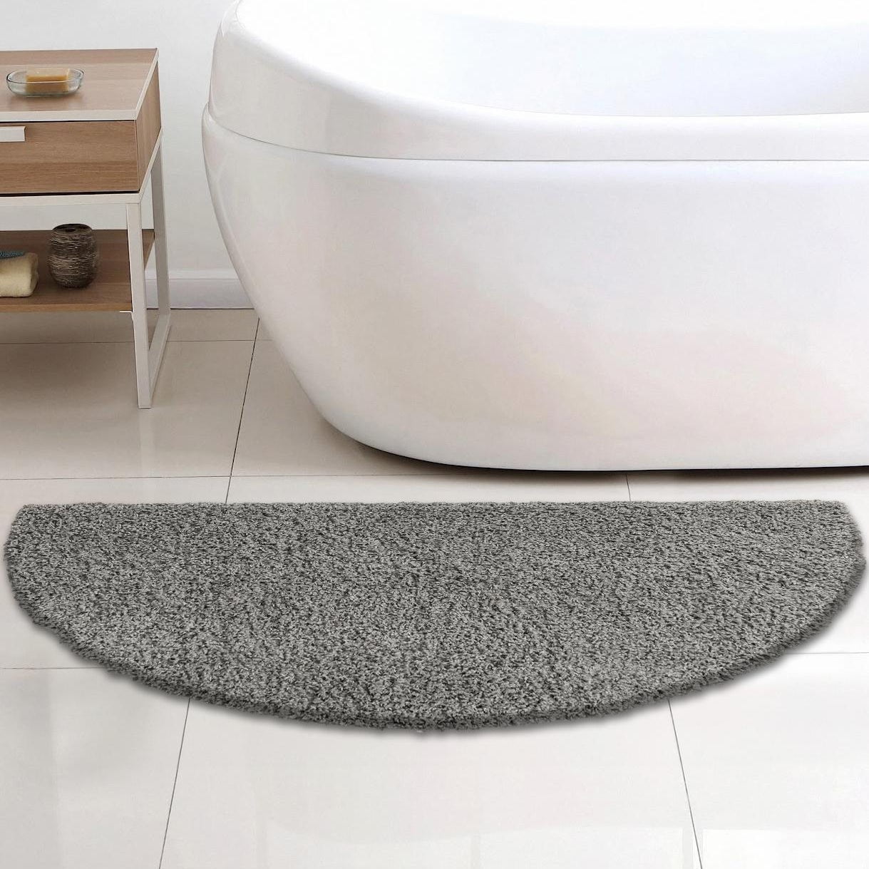 Cloud Gray Synthetic Shag Hearth Area Rug
