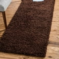 thumbnail image 1 of Unique Loom Solid Shag Collection Area Rug (2' 1" x 6' 5" Runner Chocolate Brown), 1 of 7