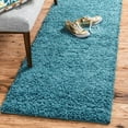 thumbnail image 1 of Unique Loom Solid Shag Collection Area Rug (2' 7" x 19' 8" Runner Deep Aqua Blue), 1 of 7