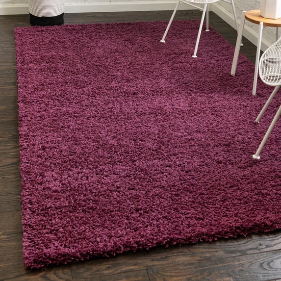 Unique Loom Solid Shag Collection Area Rug (2' x 3' 1" Rectangle Eggplant Purple)