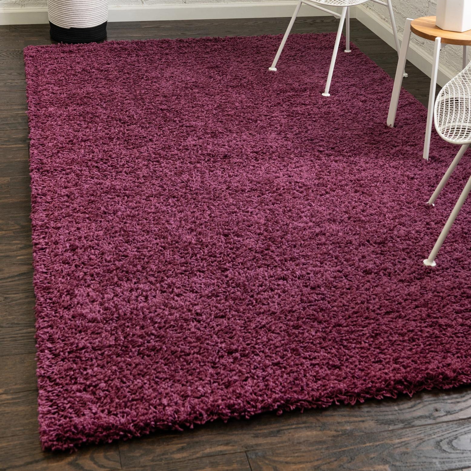 Eggplant Purple 3' 3" x 5' 3" Rectangular Synthetic Shag Rug
