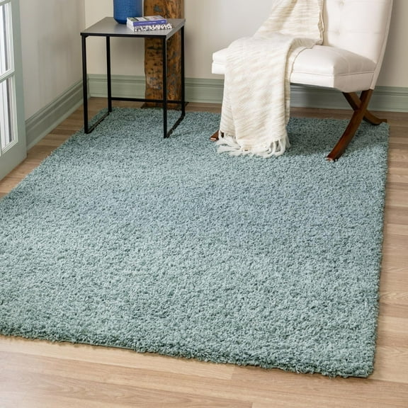 Unique Loom Solid Shag Collection Area Rug (3' 1" x 5' 3" Rectangle Light Slate Blue)