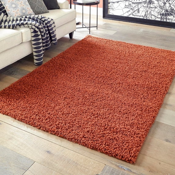 Unique Loom Solid Shag Collection Area Rug (3' 1" x 5' 3" Rectangle Terracotta)