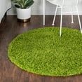 thumbnail image 1 of Unique Loom Solid Shag Collection Area Rug (4' 1" Round Grass Green), 1 of 7