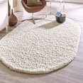 thumbnail image 1 of Unique Loom Solid Shag Collection Area Rug (5' 3" x 8' Oval Pure Ivory), 1 of 7