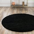 thumbnail image 1 of Unique Loom Solid Shag Collection Area Rug (5' 3" Round Jet Black), 1 of 7