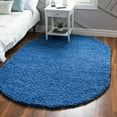 thumbnail image 1 of Unique Loom Solid Shag Collection Area Rug (5' 3" x 8' Oval Periwinkle Blue), 1 of 7