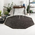thumbnail image 1 of Unique Loom Solid Shag Collection Area Rug (6' 1" Octagon Graphite Gray), 1 of 7