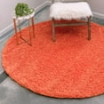thumbnail image 1 of Unique Loom Solid Shag Collection Area Rug (6' 1" Round Tiger Orange), 1 of 7