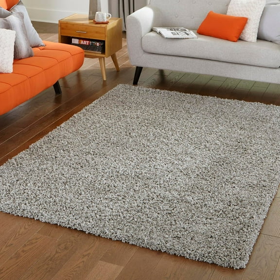 Unique Loom Solid Shag Collection Area Rug (6' 1" x 9' Rectangle Gray)