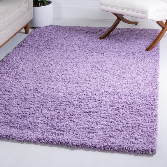 Unique Loom Solid Shag Collection Area Rug (7' 1" x 10' Rectangle Lilac)