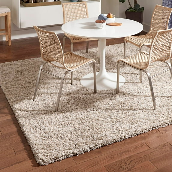 Unique Loom Solid Shag Collection Area Rug (7' 10" Square Taupe)