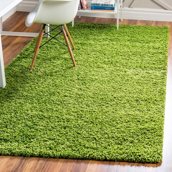 Unique Loom Solid Shag Collection Area Rug (7' 10" x 10' Rectangle Grass Green)