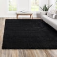 thumbnail image 1 of Unique Loom Solid Shag Collection Area Rug (7' 10" Square Jet Black), 1 of 7