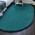 thumbnail image 1 of Unique Loom Solid Shag Collection Area Rug (7' 10" x 10' Oval Deep Aqua Blue), 1 of 7