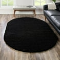 thumbnail image 1 of Unique Loom Solid Shag Collection Area Rug (8' x 10' Oval Jet Black), 1 of 7