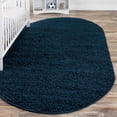 thumbnail image 1 of Unique Loom Solid Shag Collection Area Rug (7' 10" x 10' Oval Sapphire Blue/Navy Blue), 1 of 7