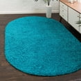 thumbnail image 1 of Unique Loom Solid Shag Collection Area Rug (7' 10" x 10' Oval Turquoise), 1 of 7
