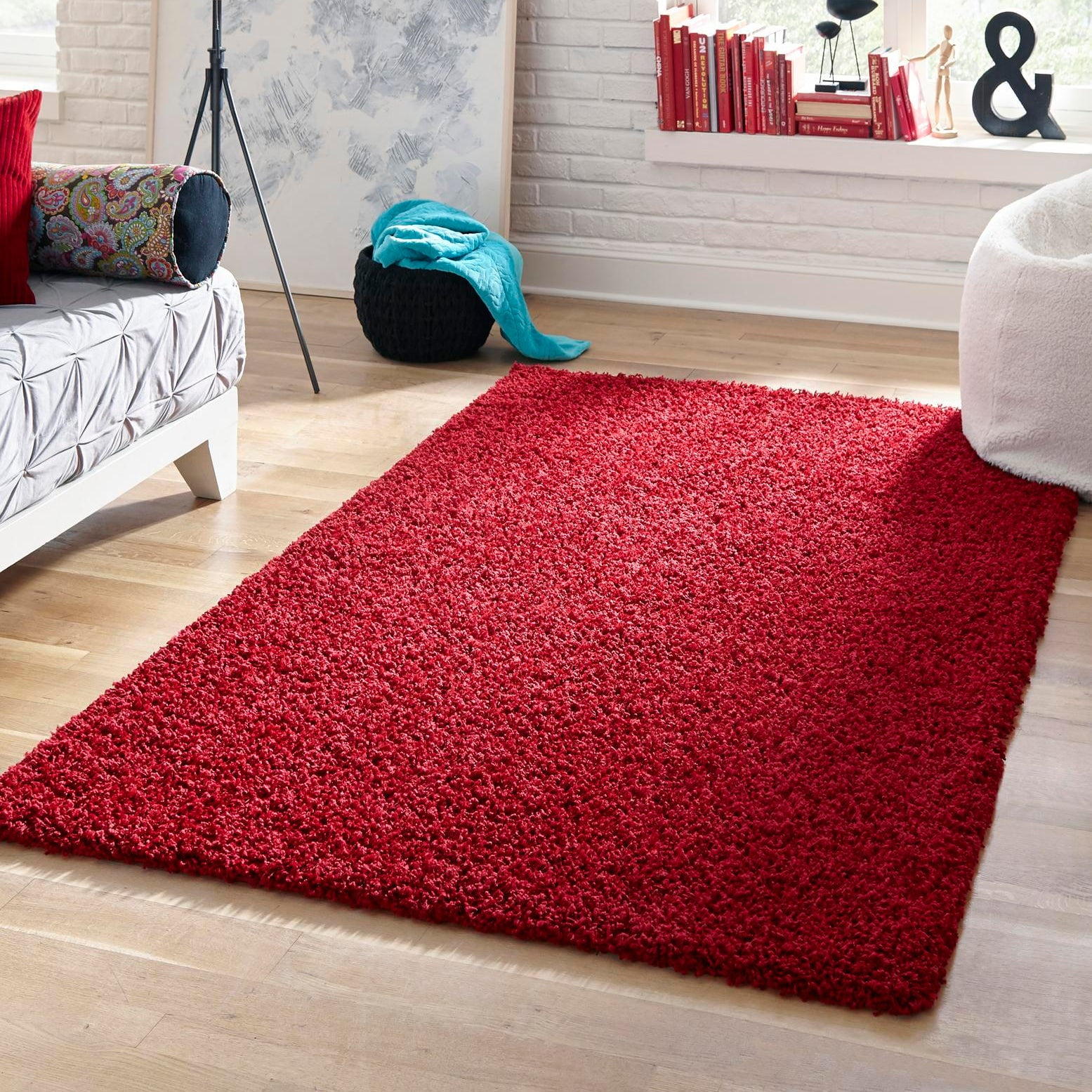Cherry Red Shaggy Comfort 8' x 10' Kids' Play Area Rug