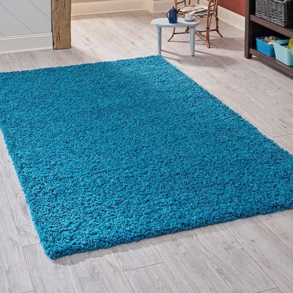 Unique Loom Solid Shag Collection Area Rug (7' 10" x 11' Rectangle Turquoise)