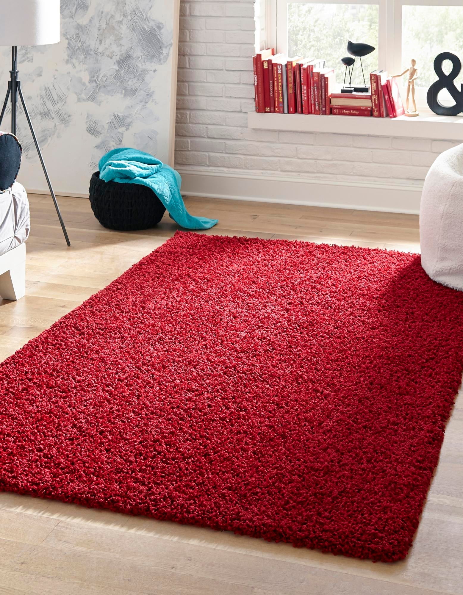 Cherry Red Shaggy Comfort 8' x 10' Kids' Play Area Rug