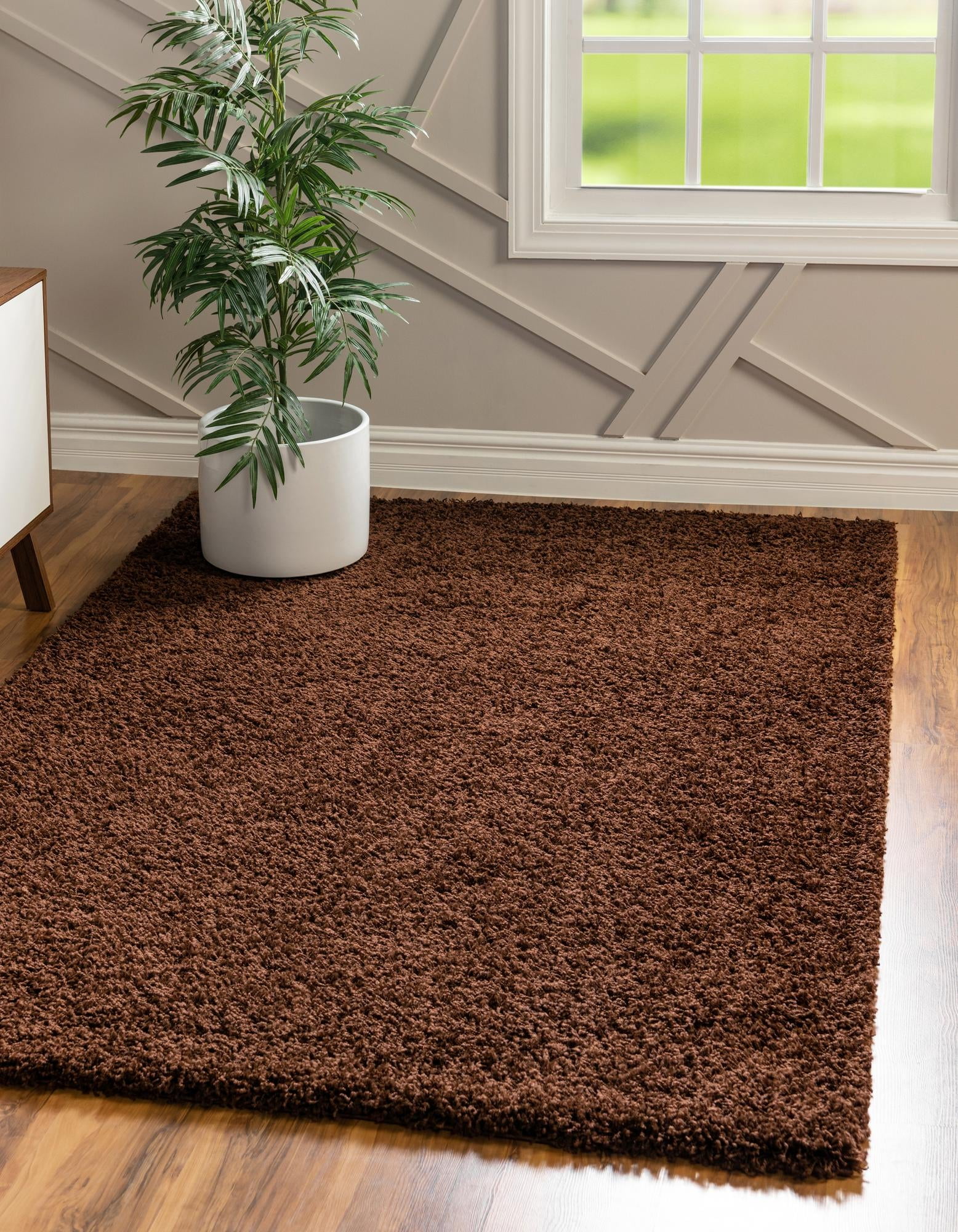 Luxe Comfort Solid Shag Rug, Chocolate Brown 10'x13'