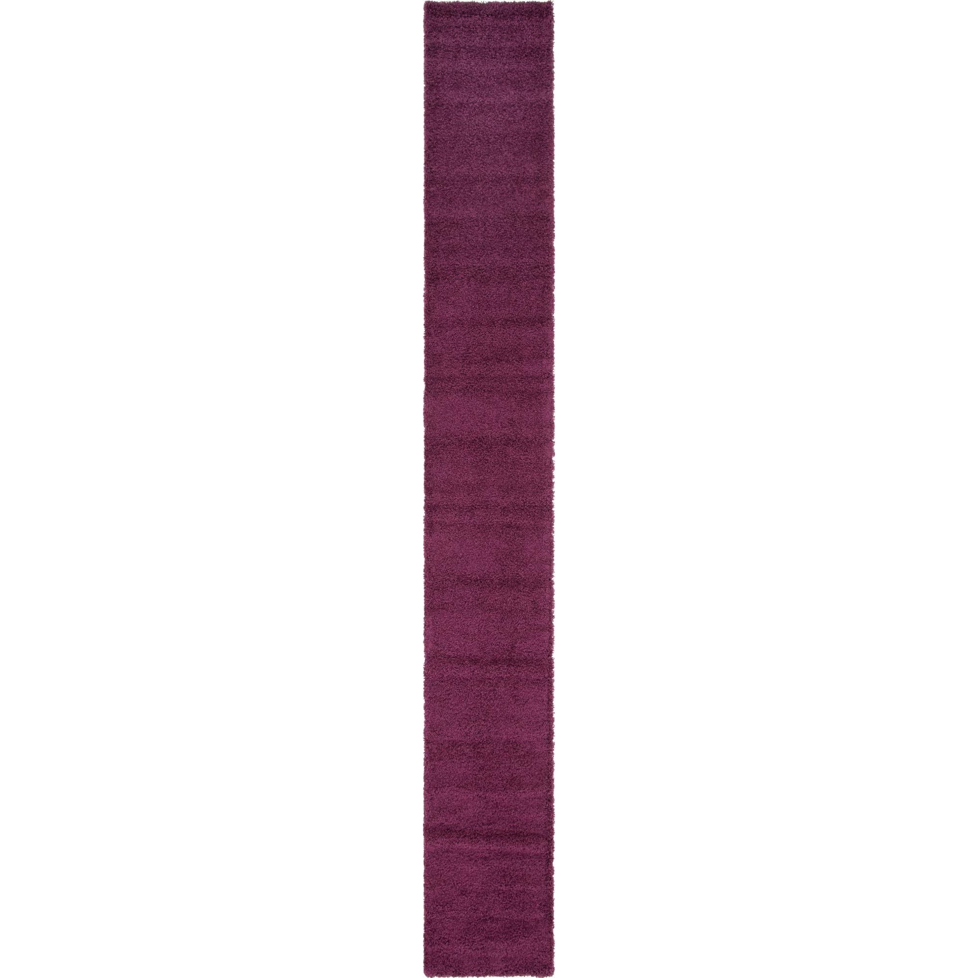 Unique Loom Solid Shag Rug Eggplant Purple 2' 6" x 19' 8" Runner Solid
