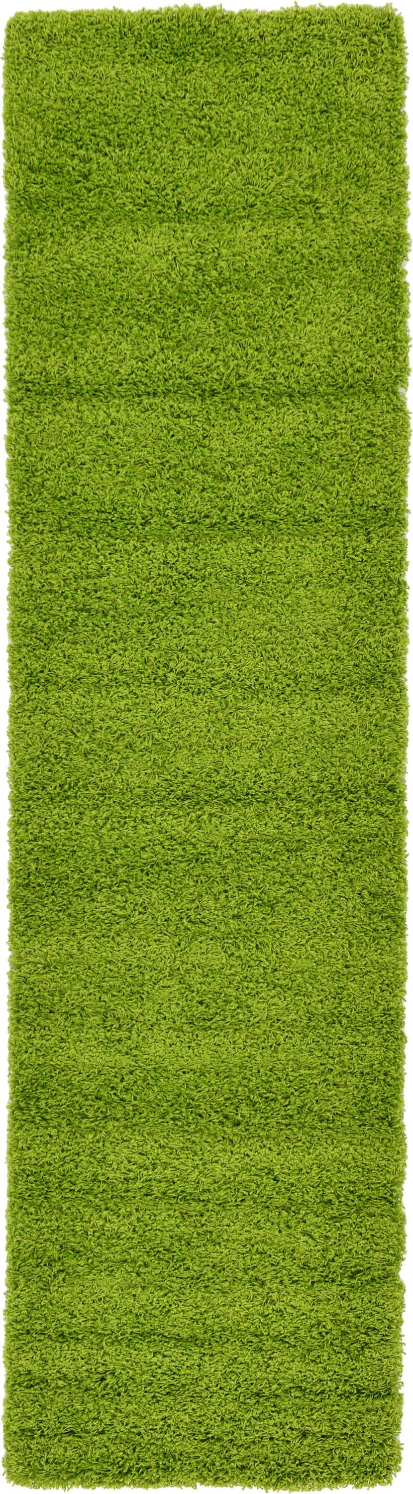 Unique Loom Solid Shag Rug Grass Green 2' 6" x 10' Runner Solid Modern