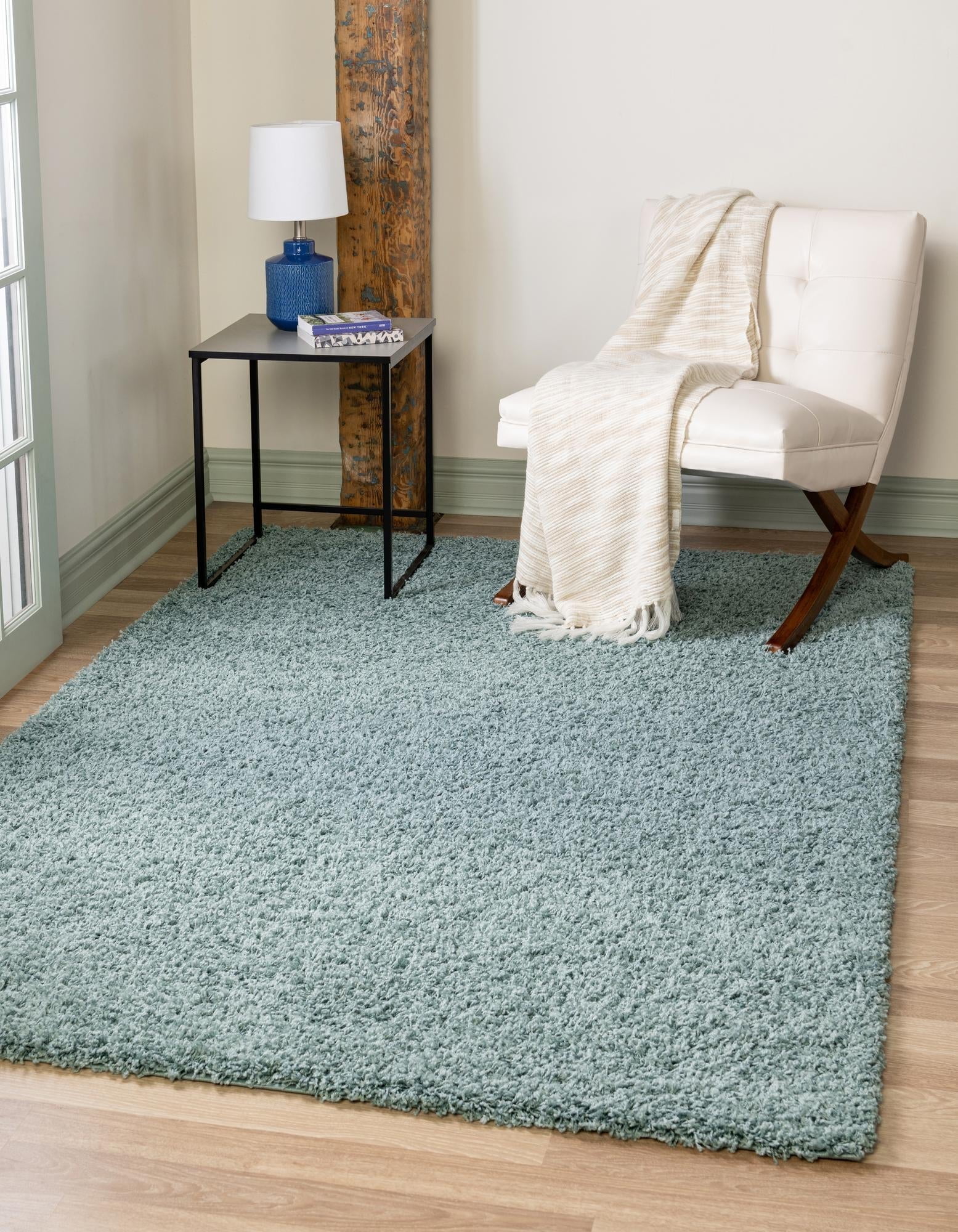 Lavish Slate Blue Rectangular Shag Rug 8'x11'