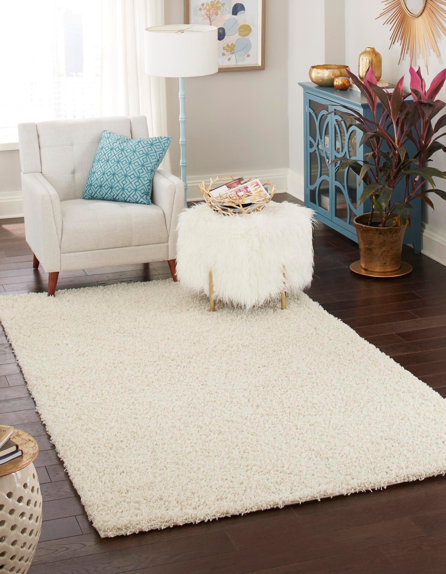 Ivory Bliss 6' x 9' Rectangular Reversible Shag Rug