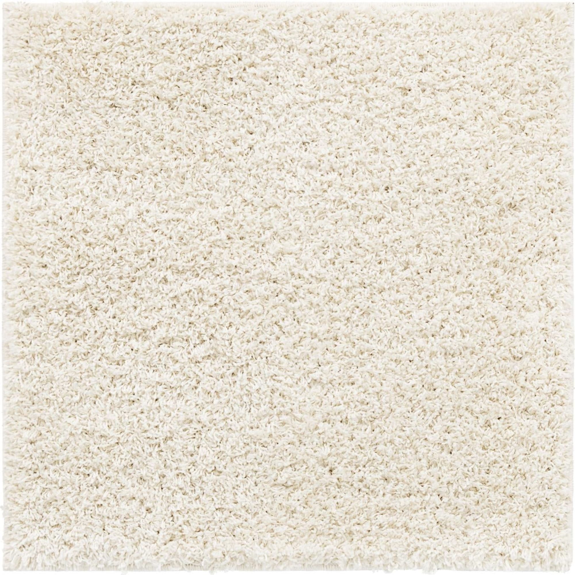 Snow White 3'3" Square Shag Rug for Easy Care and Kids' Spaces