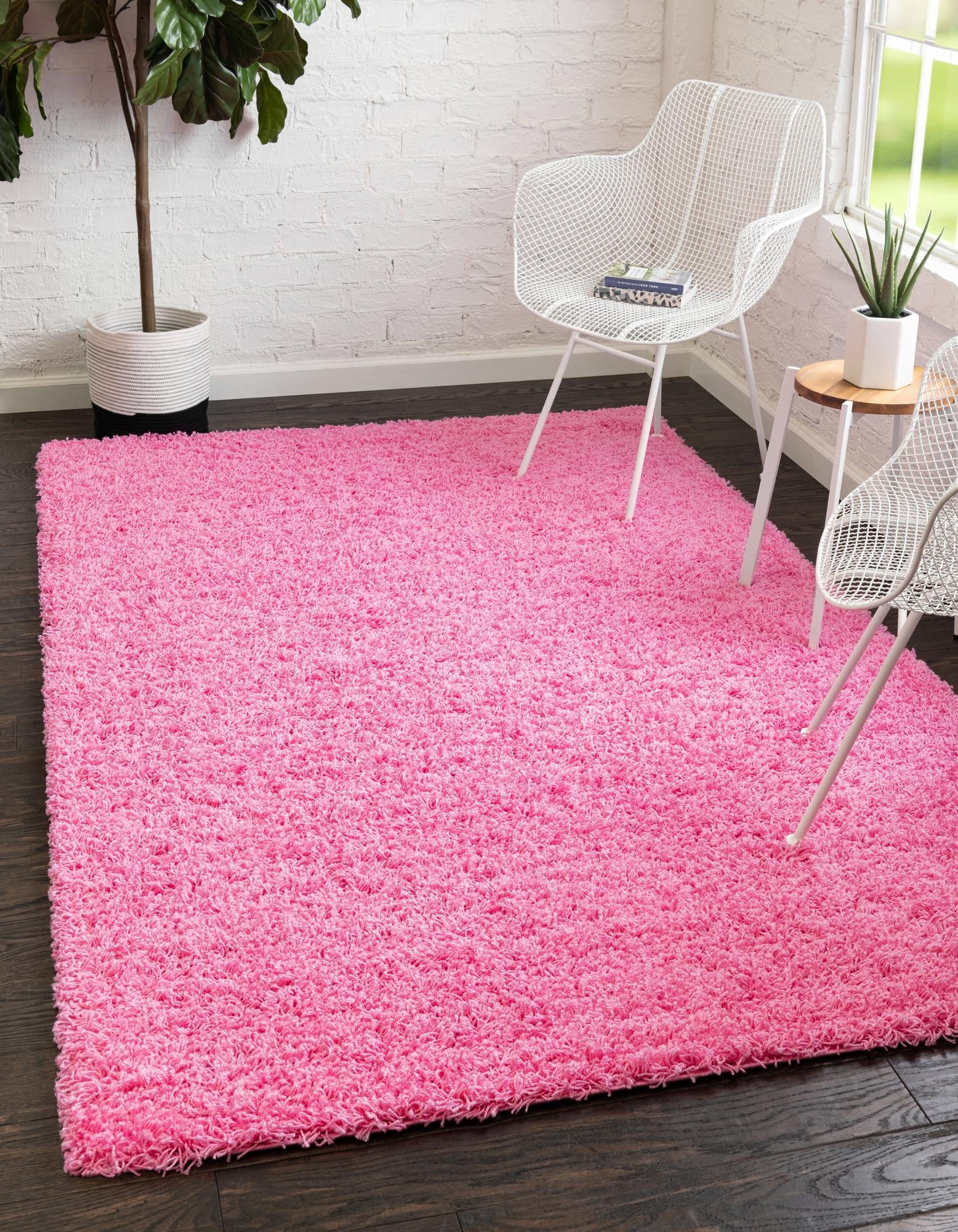 Lush Taffy Pink Shag Area Rug 2' x 3' Rectangular Washable