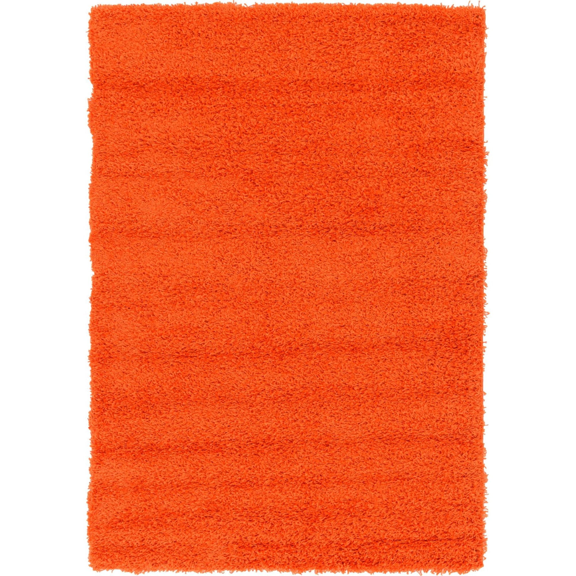 Easy-Care Tiger Orange Synthetic Shag Rug 4' x 6'