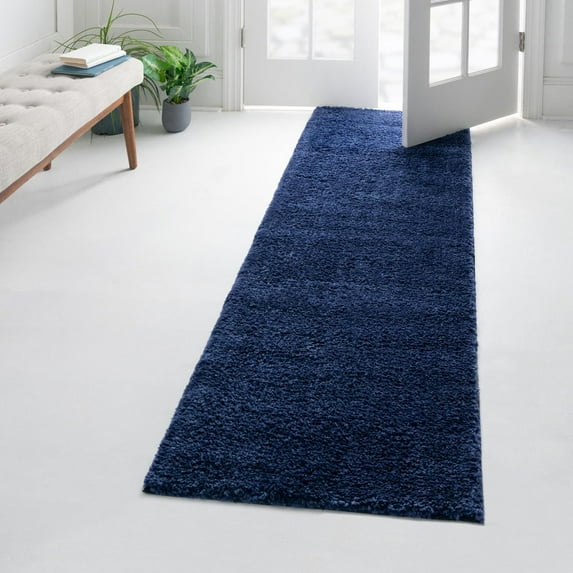 Unique Loom Solo Collection Area Rug - Calabasas (2' 2" x 13' 1" Runner Navy Blue)