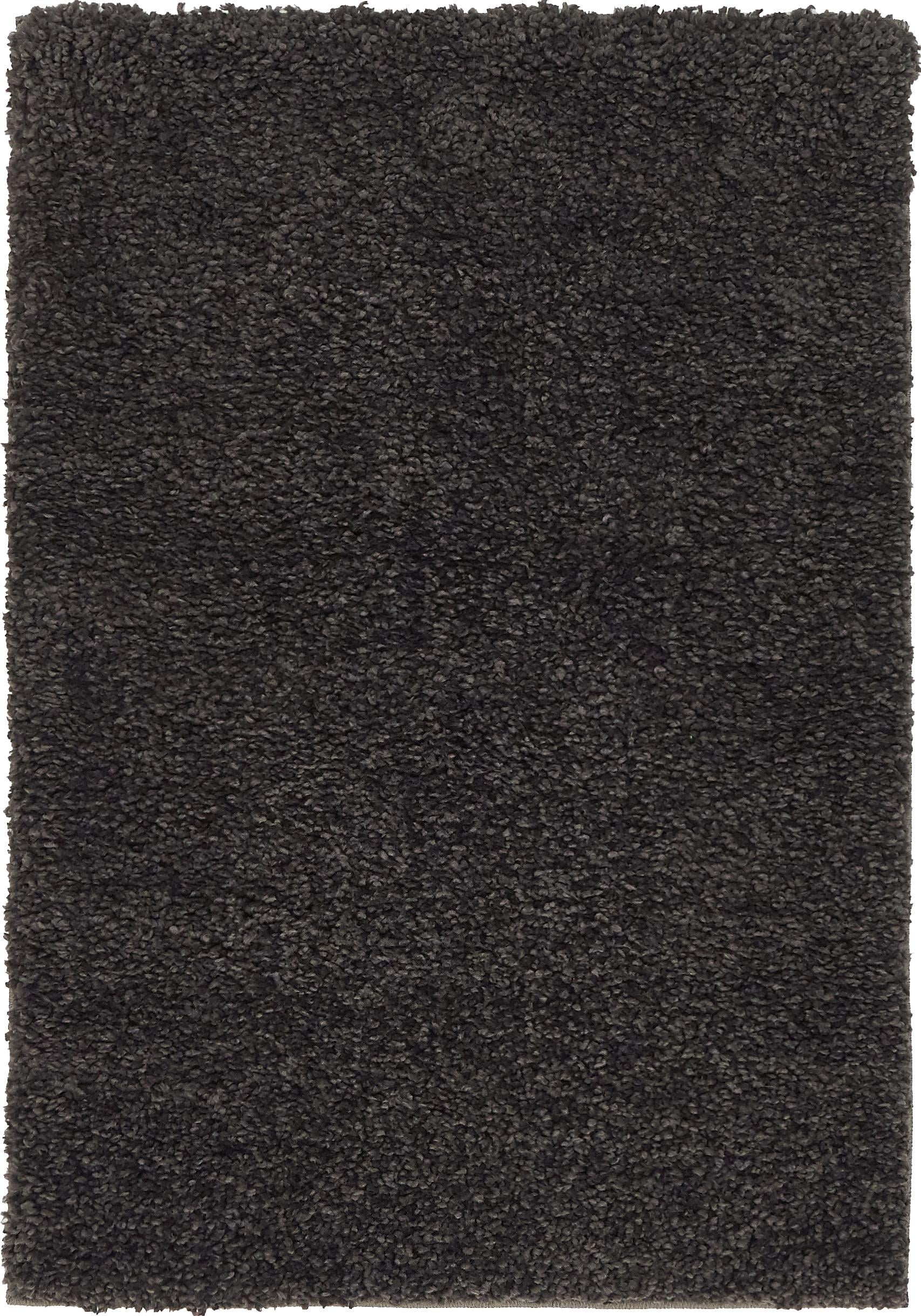 Rectangular Charcoal Solid Shag Synthetic Indoor Rug