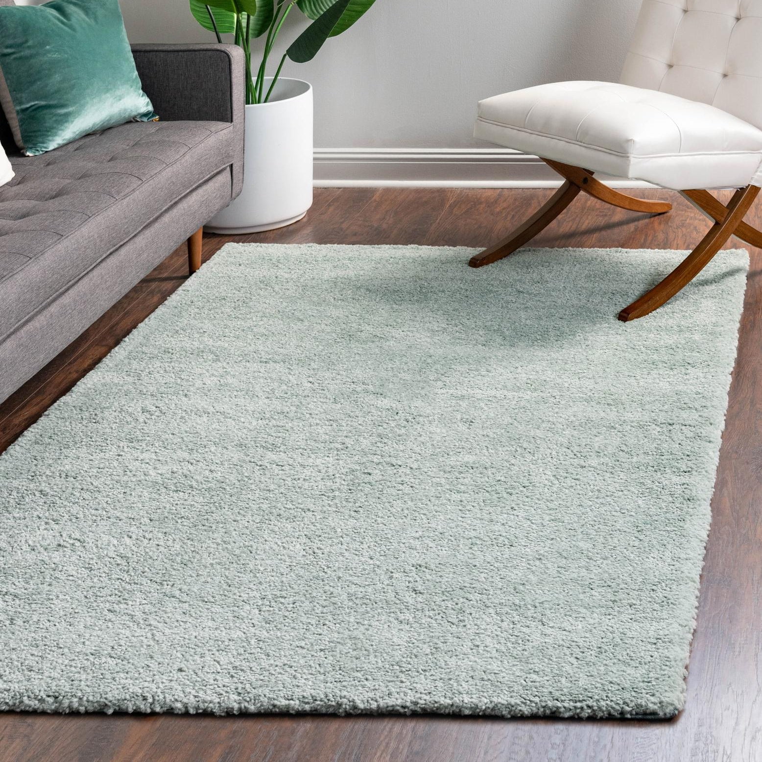 Calabasas Light Blue Rectangular Synthetic Shag Rug 3' 3" x 5' 3"