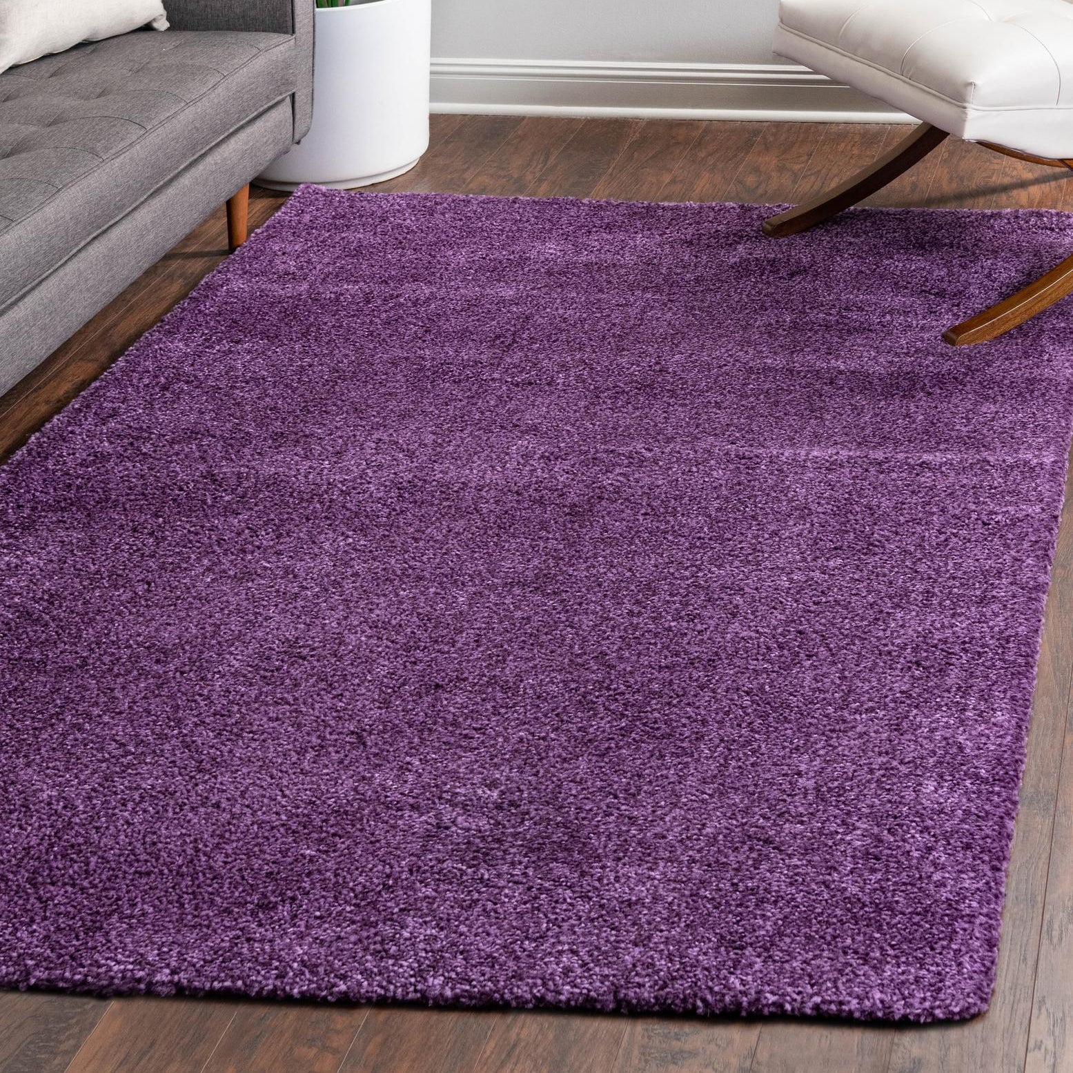 Violet 5' x 7' Solid Shag Synthetic Area Rug