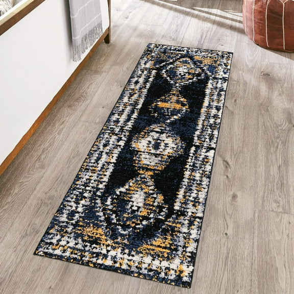 Unique Loom Tagine Collection Area Rug - Soraya (2' x 5' Runner Blue/Gray)