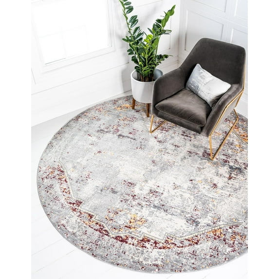 Unique Loom Austin Collection Area Rug - Sotto (8' Round Gray/Brown)