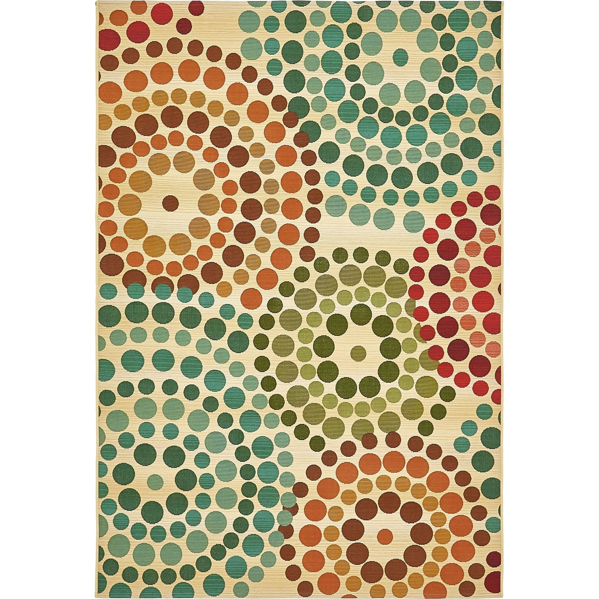 Modern Elegance Outdoor Flatweave Rug 5'3" x 8' in Blue and Brown
