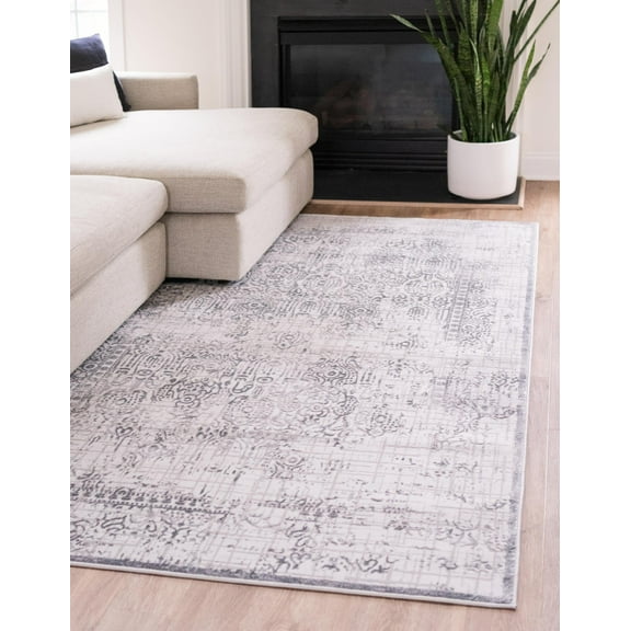 Unique Loom Stanhope Aberdeen Rug Gray/Beige 4' 1" x 6' 1" Rectangle Border Modern Perfect For Living Room Bed Room Dining Room Office
