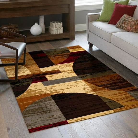 Unique Loom Cafe Collection Area Rug - Stormio (7' 10" x 10' Rectangle Multi/Beige)