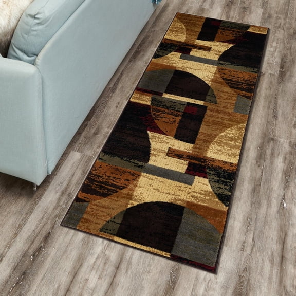 Unique Loom Cafe Collection Area Rug - Stormio (2' x 6' Runner Multi/Beige)
