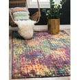 thumbnail image 1 of Unique Loom Stormy Chromatic Rug Multi/Blue 4' 1" x 6' 1" Rectangle Bohemian Contemporary Perfect For Living Room Bed Room Dining Room Office, 1 of 7