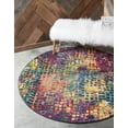 thumbnail image 1 of Unique Loom Stormy Chromatic Rug Multi/Blue 8' Round Bohemian Contemporary Perfect For Dining Room Entryway Bed Room, 1 of 10