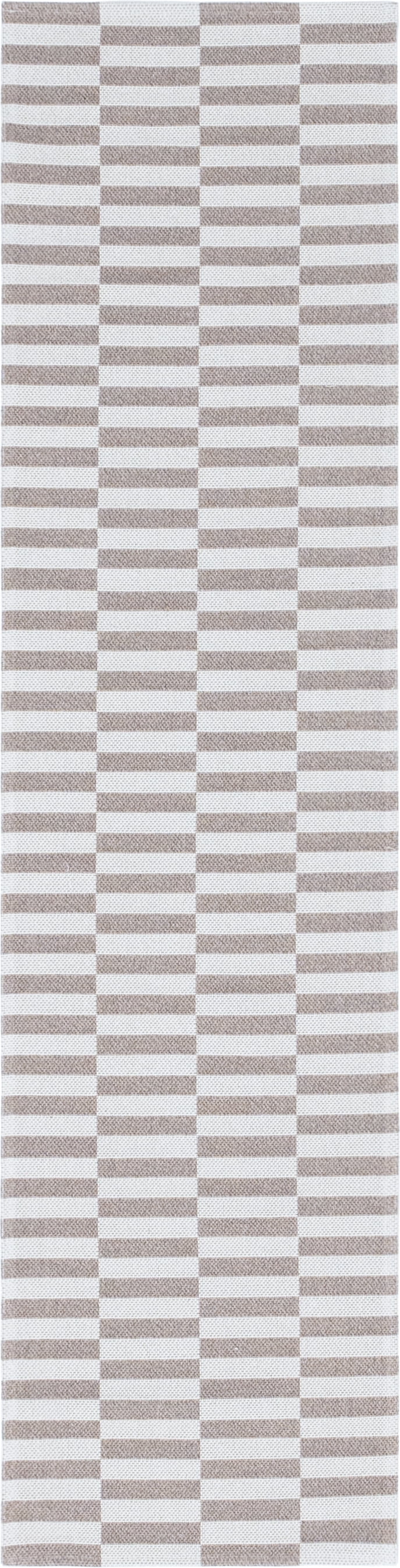 Eco-Friendly Taupe Geometric Indoor Runner Rug 2' 2" x 7' 4"